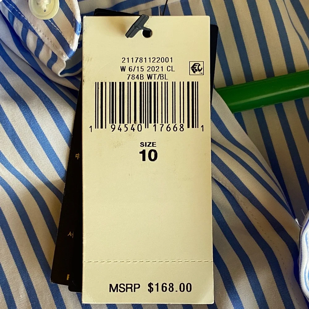 Polo Ralph Lauren Blue and White Striped Shirtdress NWT size 10 - Picture 4 of 8